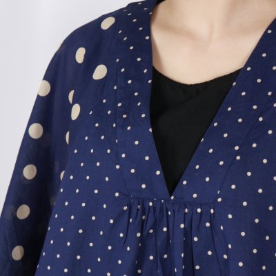 画像2: SOIL  VOILE DOT PRINT(PATCHWORK) V-NECK FRARED SLEEVE PULLOVER  2色