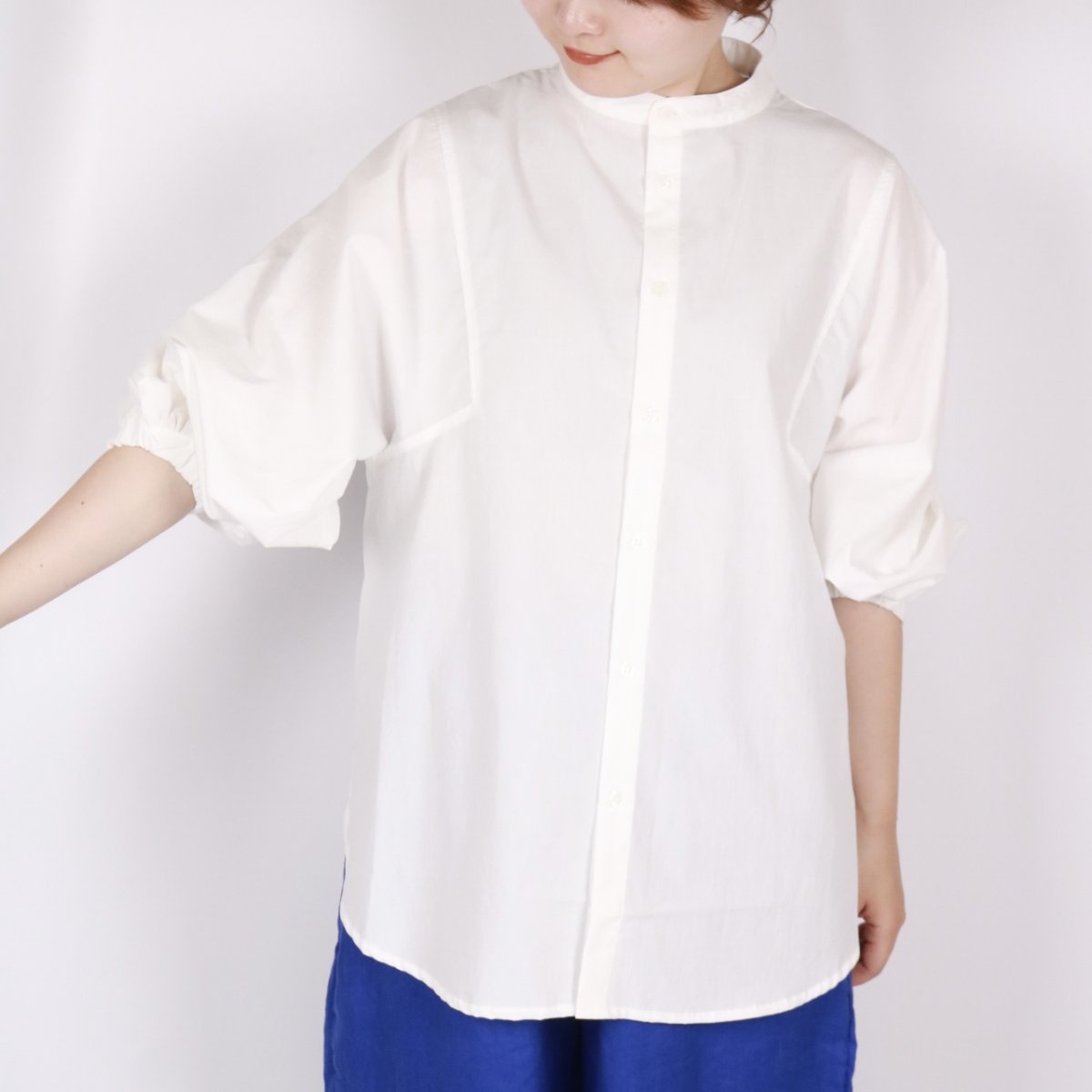 画像24: NARU 近江晒50sブロード 袖ボリュームシャツ 3色 (24)