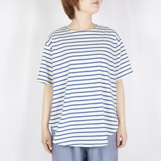画像15: tumugu スープレコットン ボーダー天竺 裾ラウンド 半袖ロングT 2色 (15)