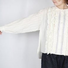 画像7: tumugu: ストライプフリンジドビーブラウス IVORY (7)