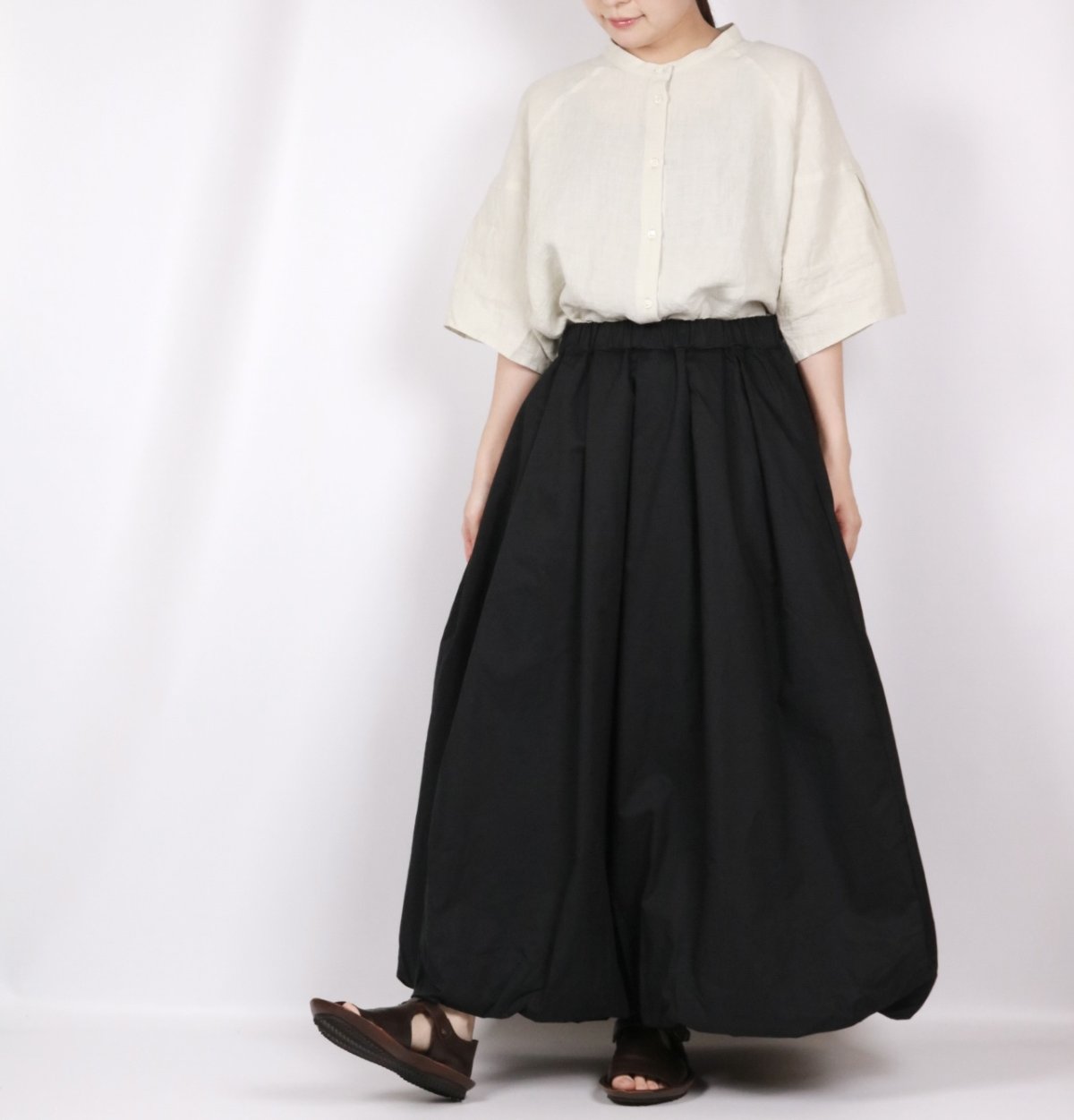 画像15: nachukara  東炊きリネン バンドカラーブラウス  2色 (15)