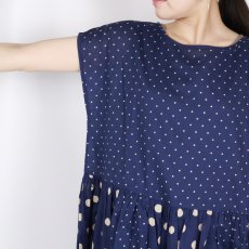画像9: SOIL  80s COTTON VOILE DOT PRINT(PATCHWORK) BOAT NECK DRESS  (9)