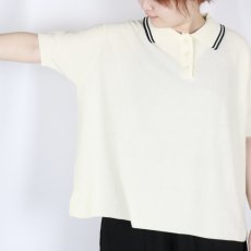 画像2: NARU  スノーコットン ラインポロ衿ニット (2)