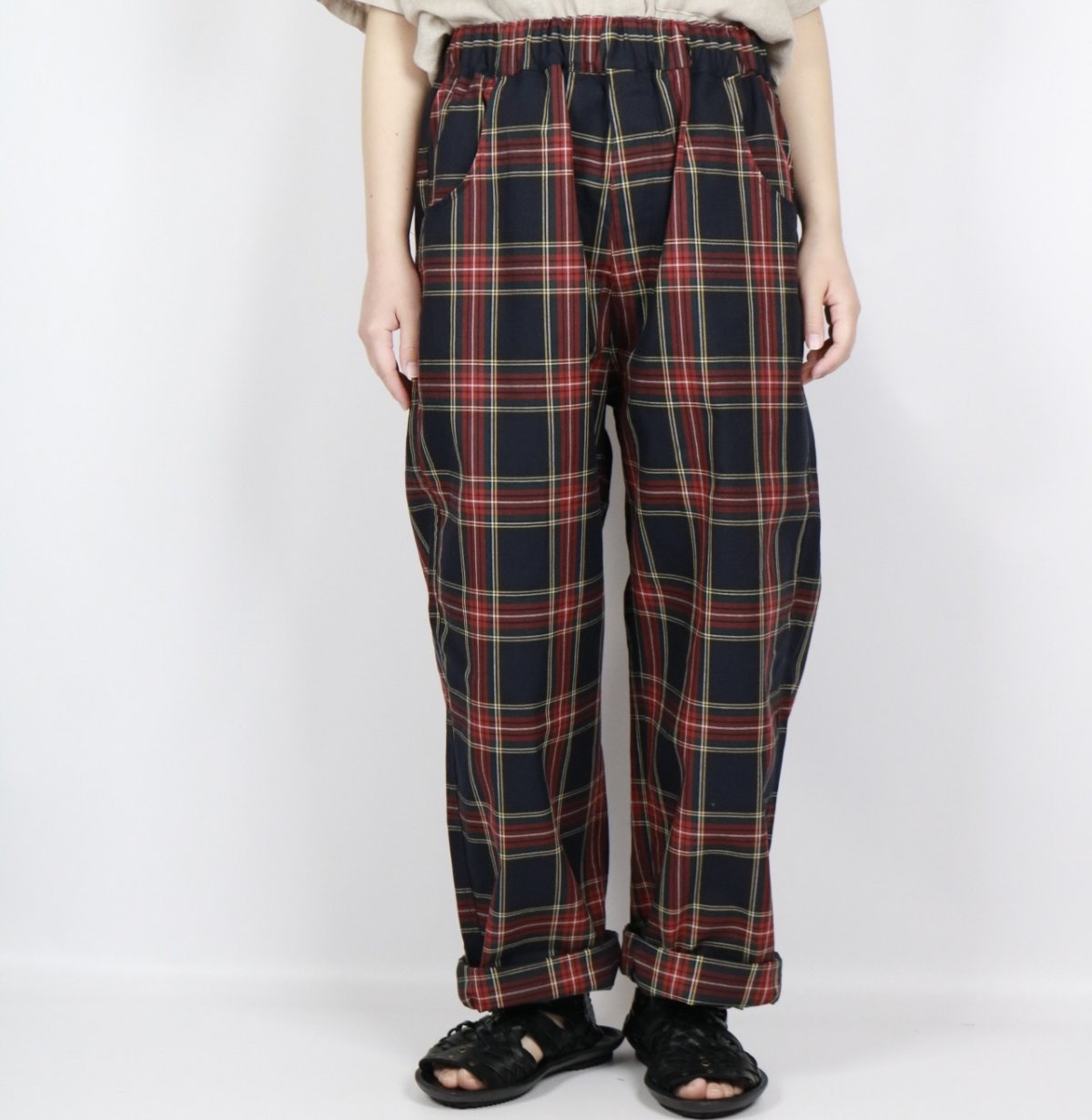 画像21: NARU 高密度ギャバチェックノッポパンツ　2色 (21)