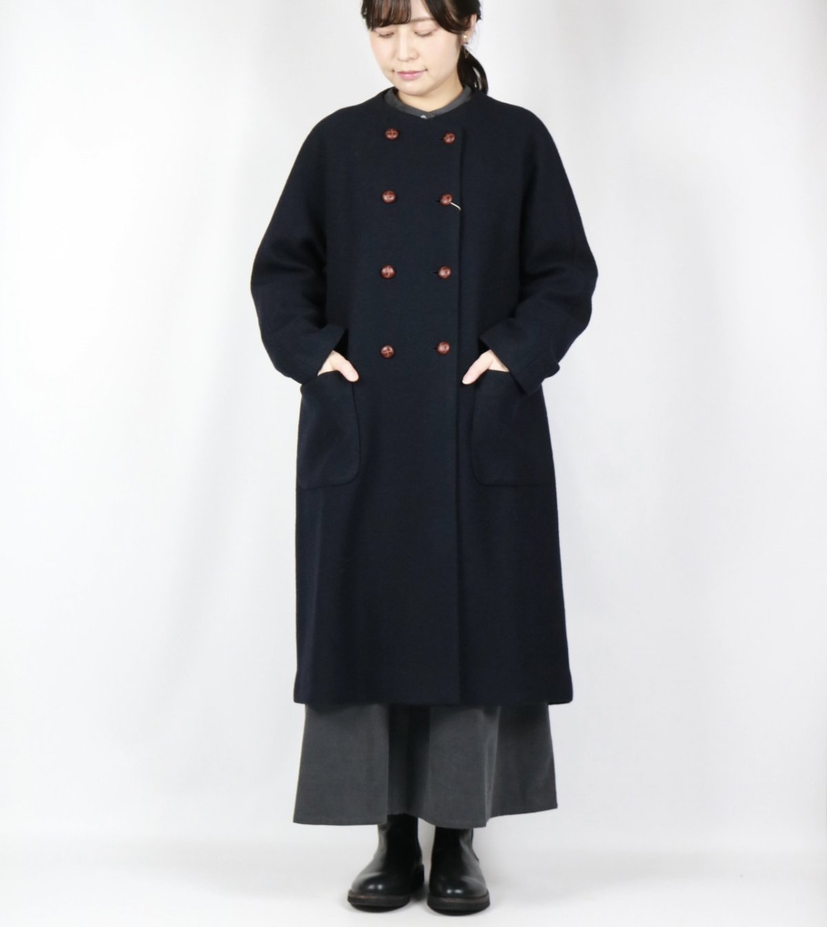 画像12: Vent d'ouest ウールソフト圧縮ノーカラーコート 4色 (12)