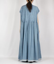 画像13: maison de soil  80s VOILE TRIANGLE BLOCK PRINT BANDED COLLAR FRENCH/SL DRESS WITH PINTUCK 2色2サイズ (13)