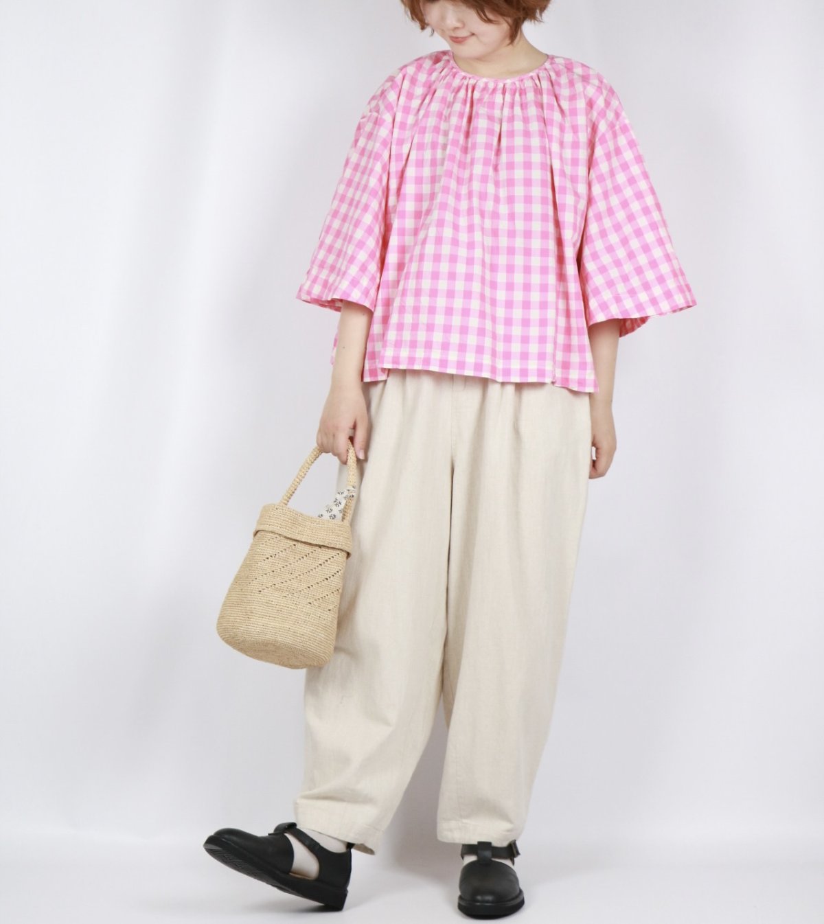 画像9: Gauze#   ギンガム ベルスリーブ プルオーバー 2色 (9)