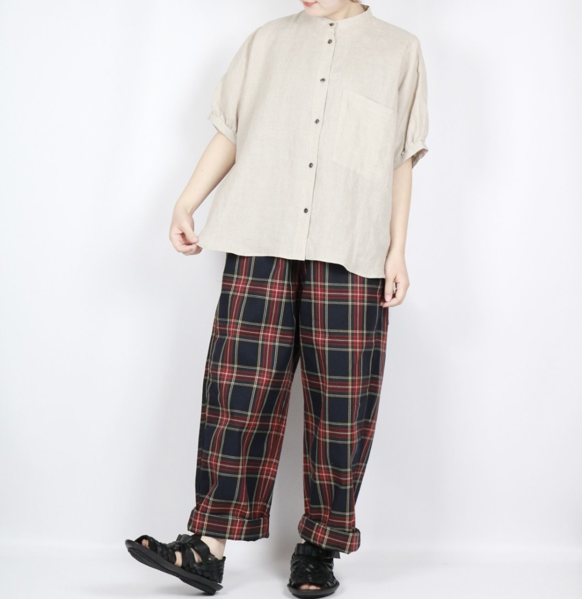 画像16: NARU 高密度ギャバチェックノッポパンツ　2色 (16)