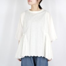 画像24: tumugu:　スカラップ刺繍 コットンリネンボイル 5分袖プルオーバー　3色 (24)