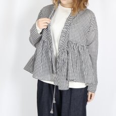 画像8: maison de soil  HANDWOVEN COTTON/SILK GINGHAM CHECK FRILL CASHE COUER  2色 (8)