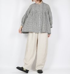 画像4: SOIL  60s LINEN CHECK BANDED COLLAR 3/4SL PINTUCK SHIRT (4)