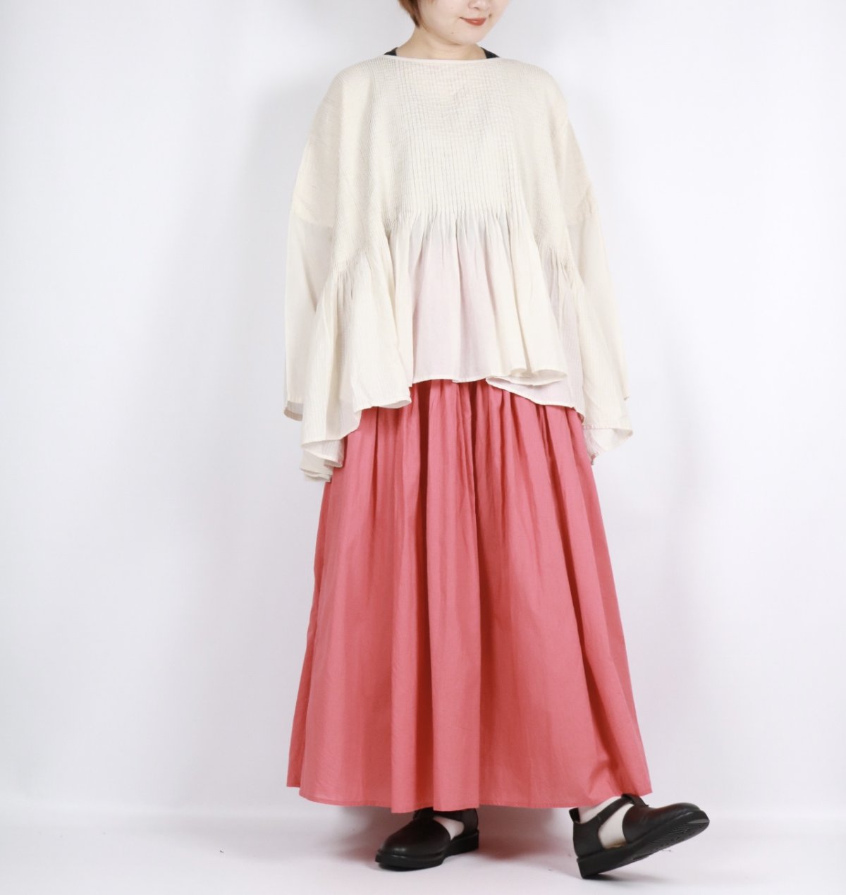 画像25: maison de soil     60s ORGANIC CAMBRIC PLAIN PINTUCK FLARED SKIRT 　2色　２サイズ (25)
