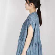 画像6: maison de soil  80s VOILE TRIANGLE BLOCK PRINT BANDED COLLAR FRENCH/SL DRESS WITH PINTUCK 2色2サイズ (6)