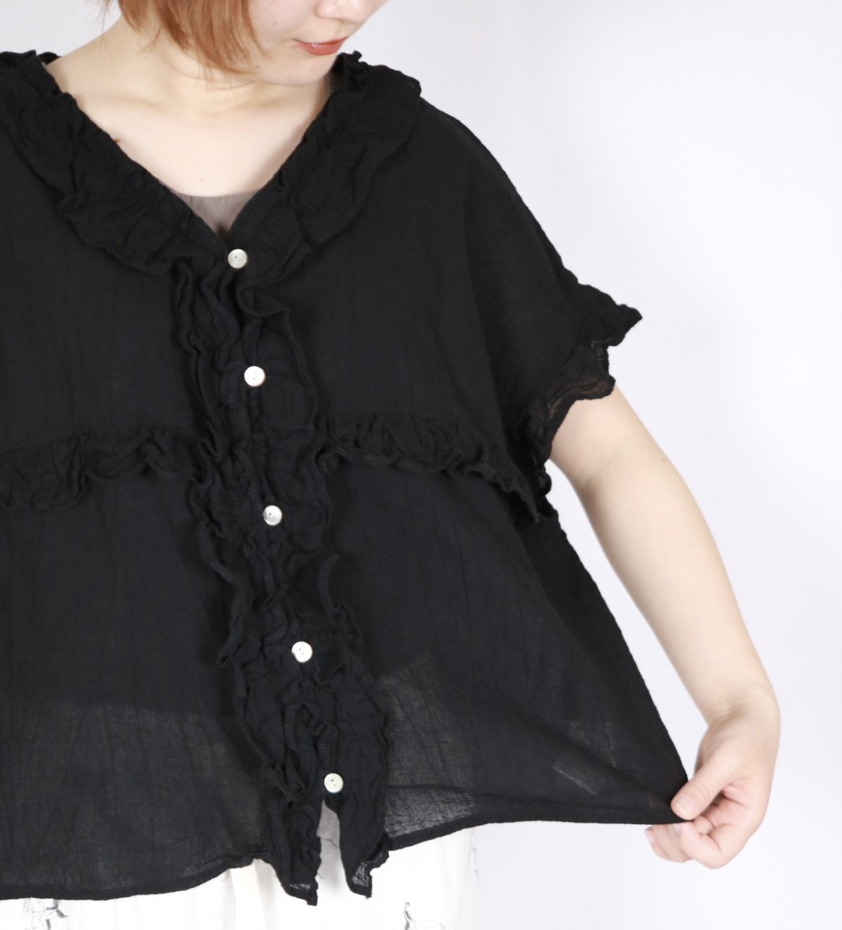 画像30: tumugu: コットンリネン先染めボイルワッシャー ベスト　3色 (30)