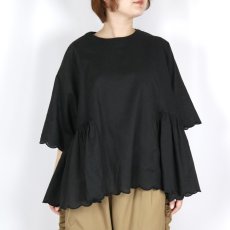 画像12: tumugu:　スカラップ刺繍 コットンリネンボイル 5分袖プルオーバー　3色 (12)