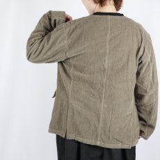画像17: Vas-y Lentement　WIDE&NARROW WALE CORDUROY(OVERDYE) 60'S ORGANIC CAMBRIC SIDE VENTS NO COLLAR JACKET 2色 (17)