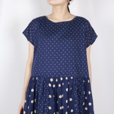 画像6: SOIL  80s COTTON VOILE DOT PRINT(PATCHWORK) BOAT NECK DRESS  (6)