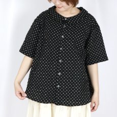 画像14: NARU 80ローンリップルシンプルドット ワイドカラーシャツ 2色 (14)
