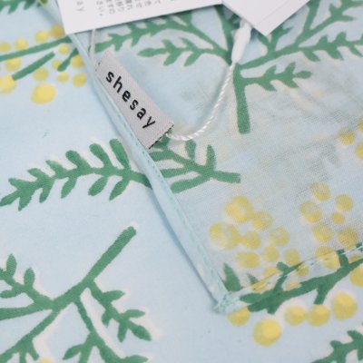 画像1: shesay  ミモザハンドブロックプリントのハンカチ　2色