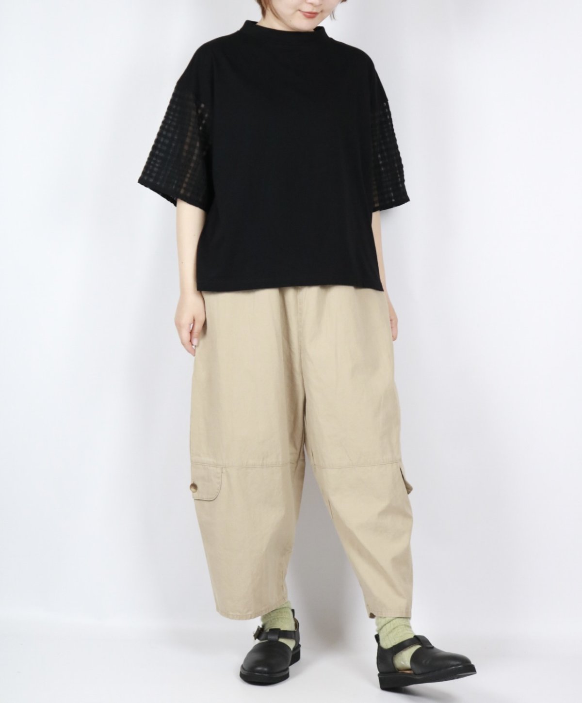 画像17: nachukara ナチュラル天竺袖コンビTシャツ　2色 (17)