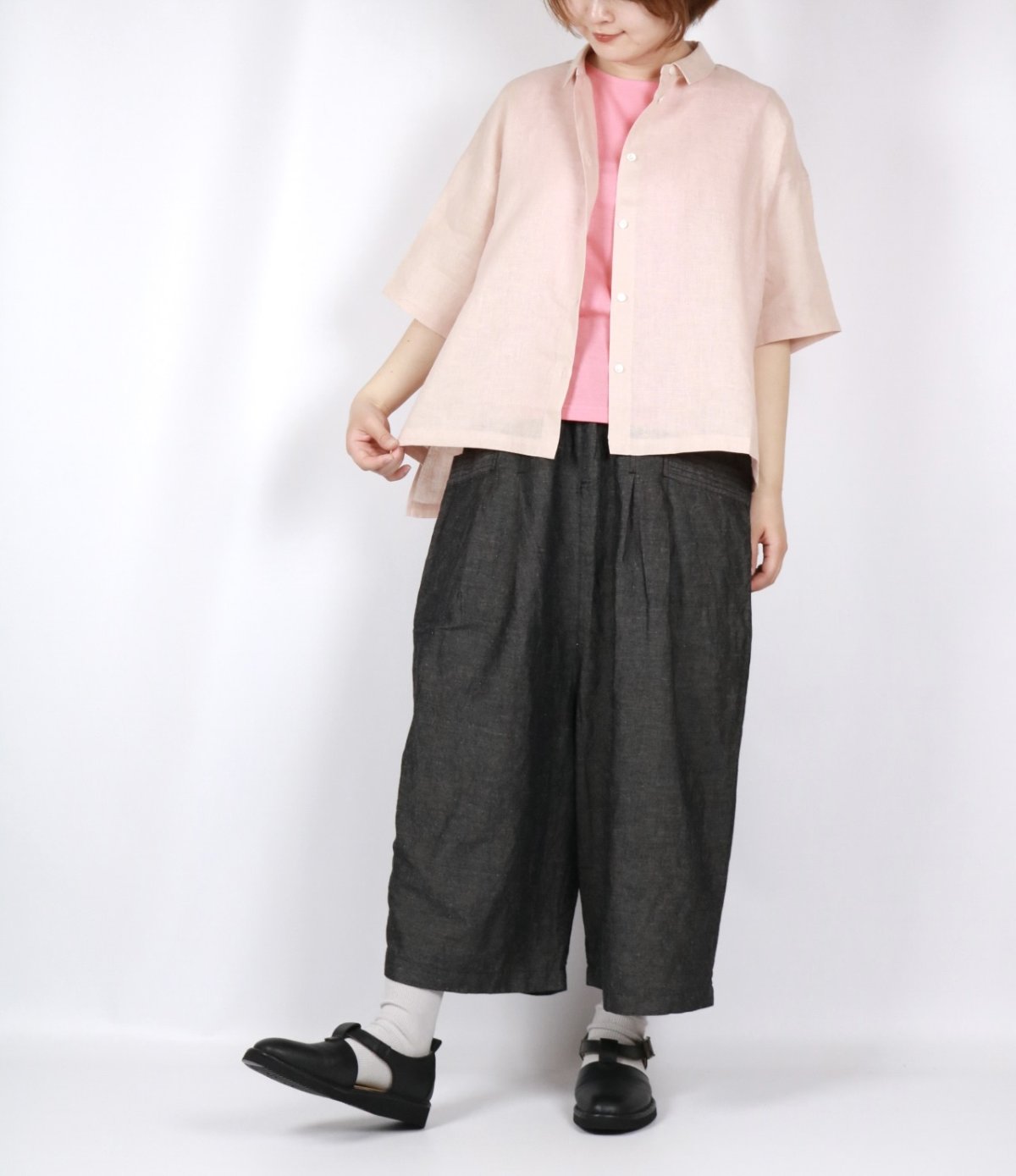 画像13: nachukara リネンポプリンシャツカラーブラウス 3色 (13)