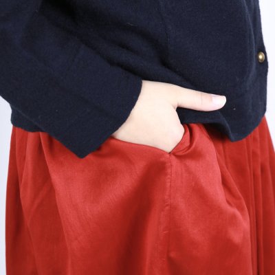 画像1: maison de soil PLAIN COTTON SILK RAJASTHAN TUCK GATHERED SKIRT WITH LINING 2SIZE
