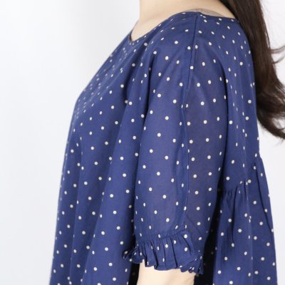 画像2: SOIL   80s COTTON VOILE DOT PRINT GATHERED SMOCK