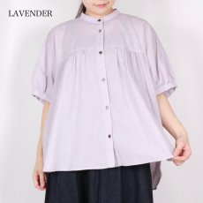 画像15: LUEUF   バンドカラー ギャザーシャツ  2色 (15)