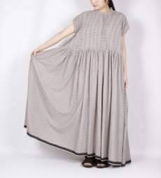 画像28: maison de soil  80s VOILE TRIANGLE BLOCK PRINT BANDED COLLAR FRENCH/SL DRESS WITH PINTUCK 2色2サイズ (28)