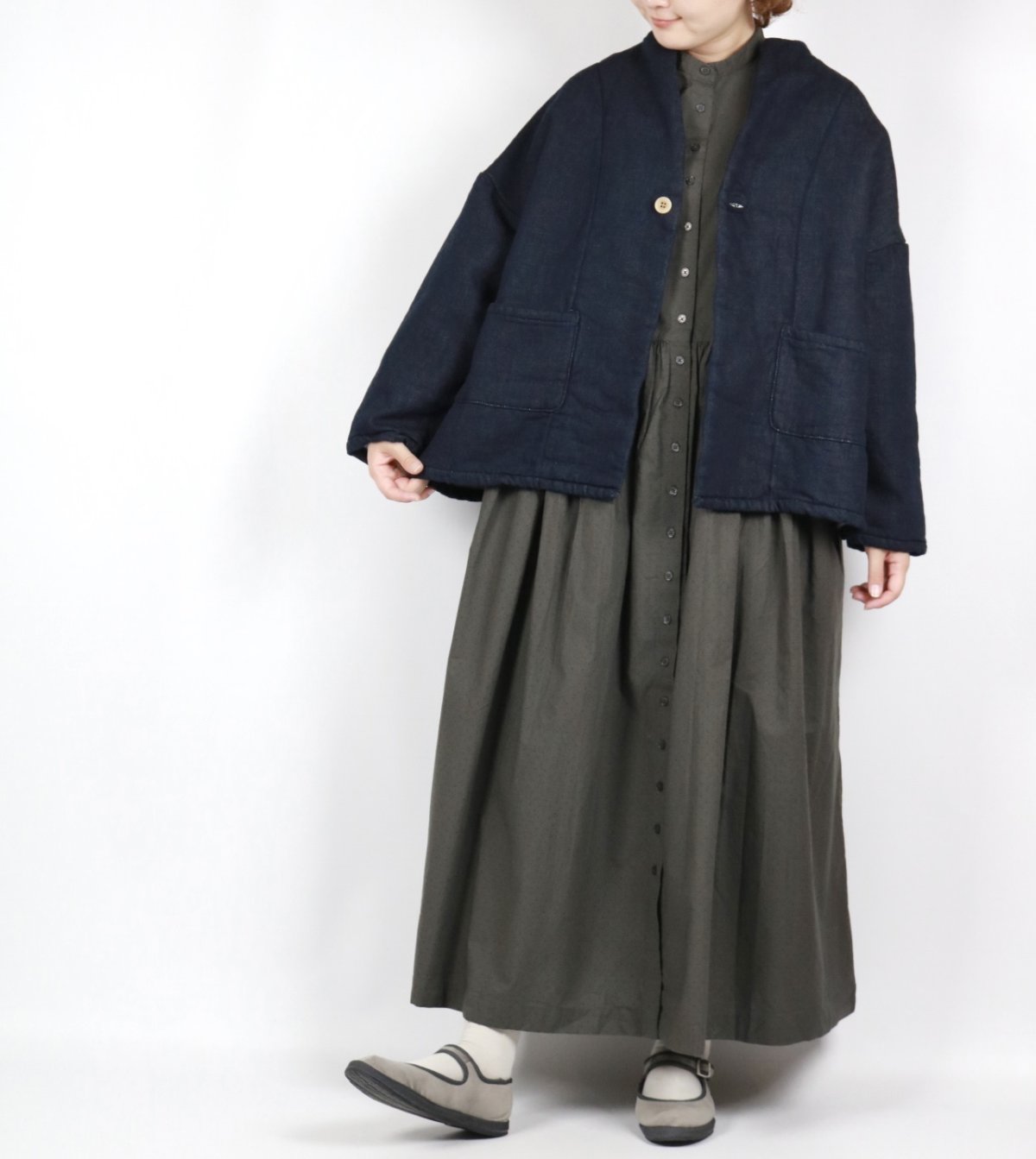画像11:   NARU  ムラデニム裏起毛 ノッチジャケット　インディゴ (11)
