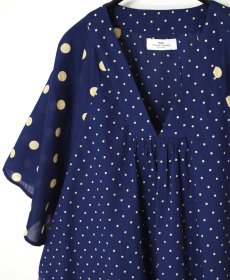 画像28: SOIL  VOILE DOT PRINT(PATCHWORK) V-NECK FRARED SLEEVE PULLOVER  2色 (28)