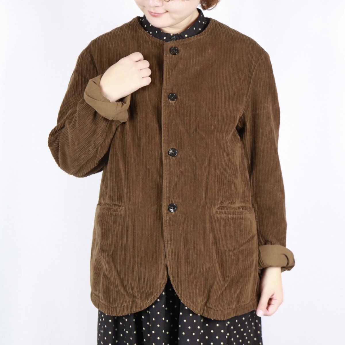 画像10: Vas-y Lentement　WIDE&NARROW WALE CORDUROY(OVERDYE) 60'S ORGANIC CAMBRIC SIDE VENTS NO COLLAR JACKET 2色 (10)