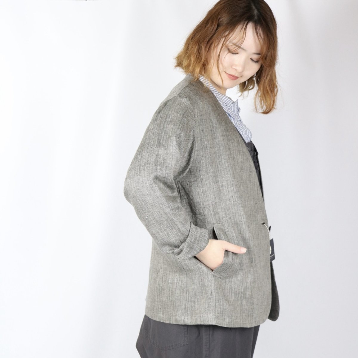 画像28: Michel Beaudouin リネンへリンボンジャケット 3色 (28)