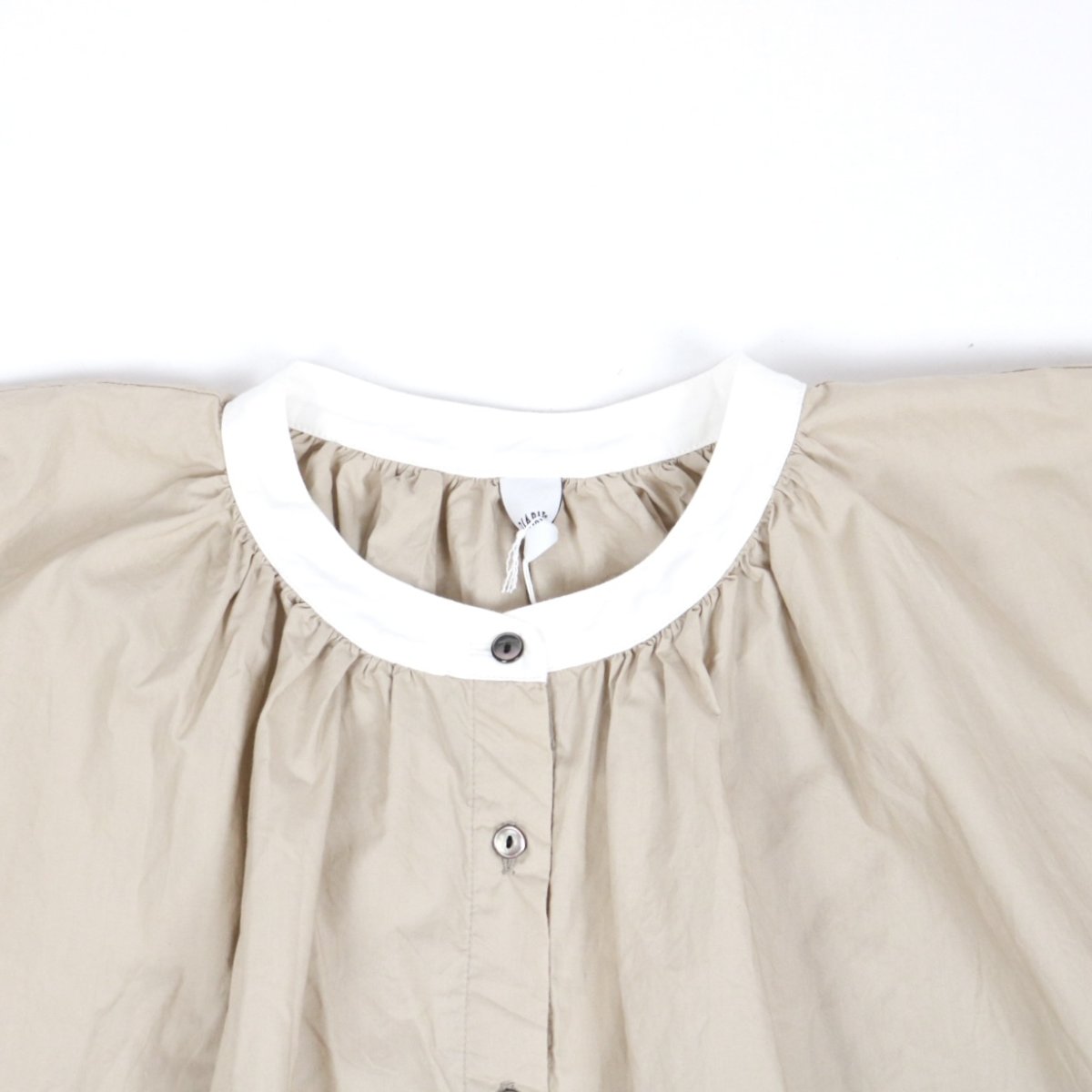 画像27: DIARIES　タイプライターコットン バイカラー フレンチスリーブ ギャザーブラウス　2色 (27)