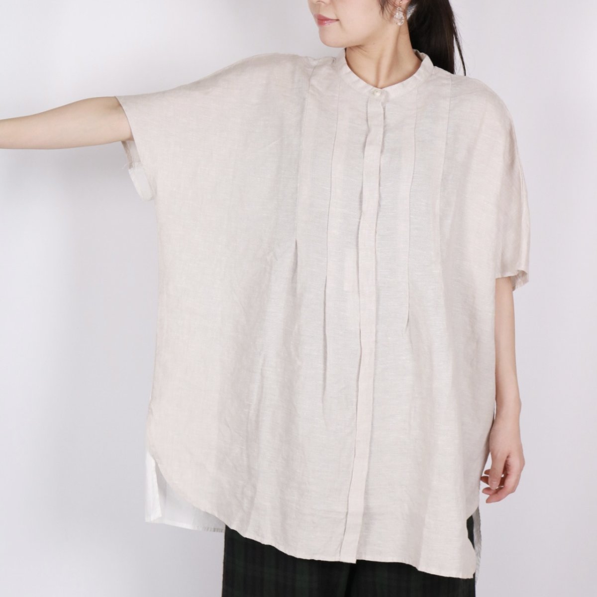 画像3: blue willow  リネン後ろ別布切り替え チュニック　2色 (3)