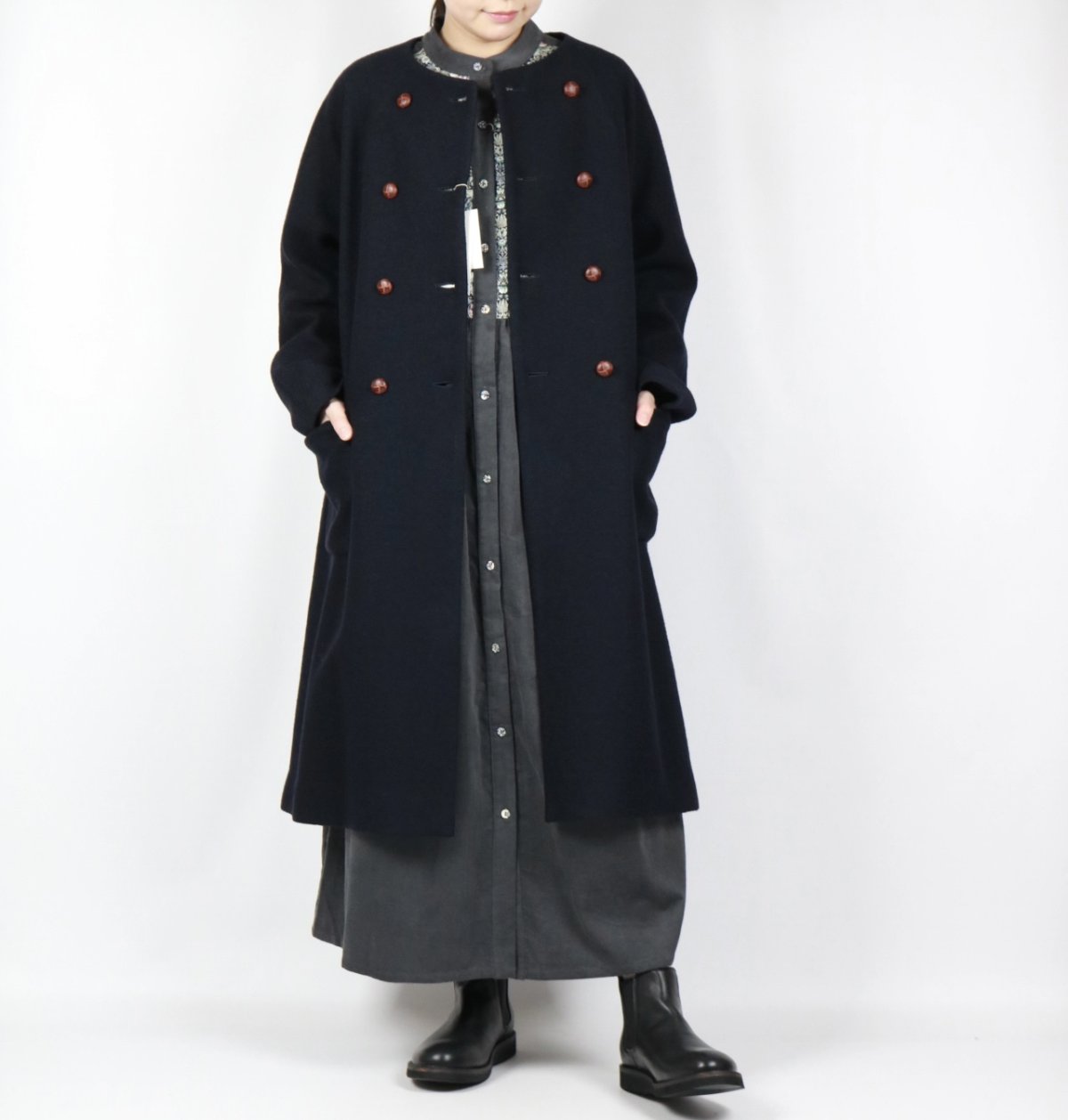 画像6: sosotto　細コール×LIBERTY ビブヨーク ワンピース　2色 (6)