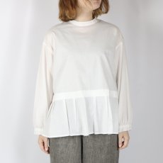 画像3: blue willow コットン細番手裾プリーツブラウス   (3)