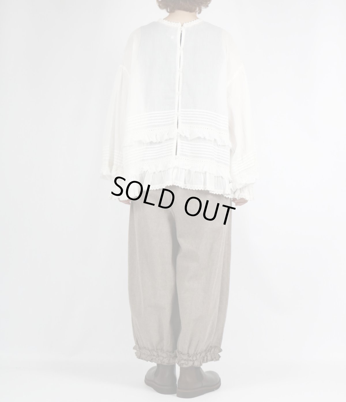 画像16: bluewillow コットン平織り無地起毛裾フリルパンツ 3色 (16)