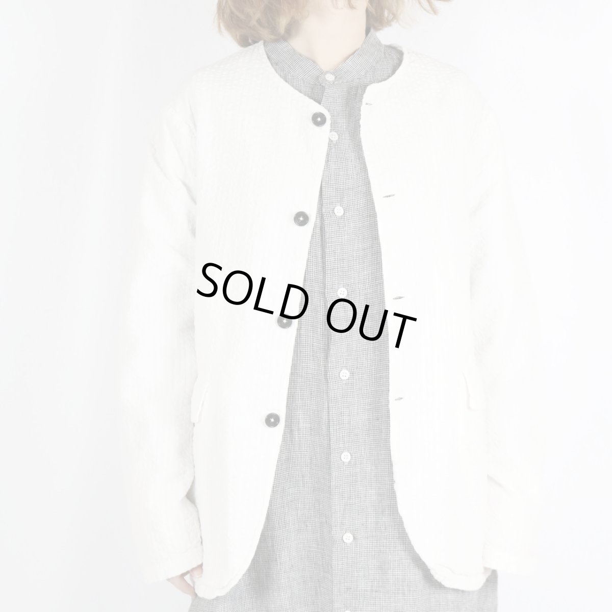 画像19: Vas-y Lentement　SEERSUCKER PLAIN OVERDYE SIDE VENTS NO COLLAR JACKET　2色 (19)
