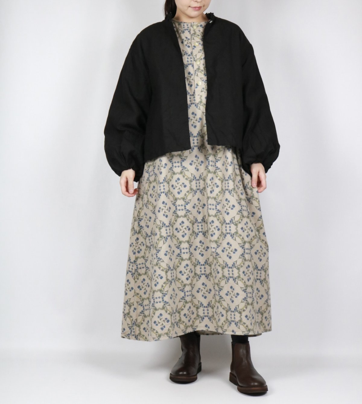 画像7: NARU   20ビエラ起毛バイアス花柄 ワンピース   (7)