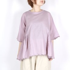 画像2: tumugu:　スカラップ刺繍 コットンリネンボイル 5分袖プルオーバー　3色 (2)