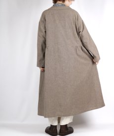 画像3: bluewillow コットン平織り無地起毛ショールカラーコートワンピース 2色 (3)