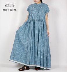 画像10: maison de soil  80s VOILE TRIANGLE BLOCK PRINT BANDED COLLAR FRENCH/SL DRESS WITH PINTUCK 2色2サイズ (10)
