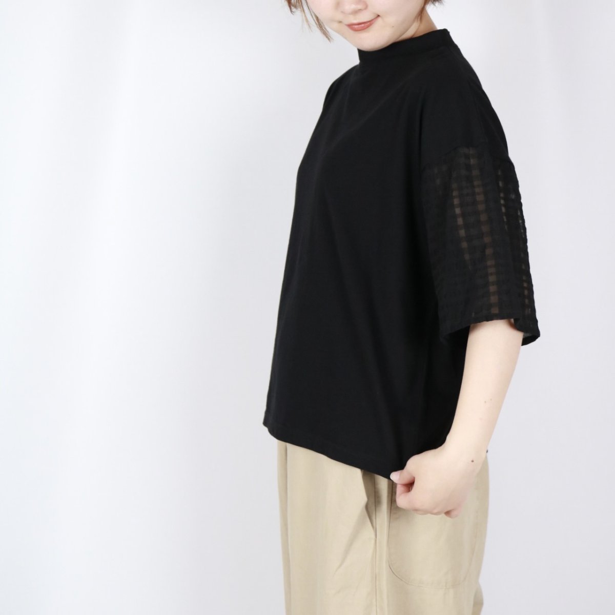 画像15: nachukara ナチュラル天竺袖コンビTシャツ　2色 (15)