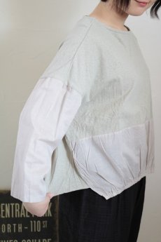 画像9: NARU ムラ糸リサイクル天竺×ボイルガーゼ袖・裾切替ワイドプルオーバー 2色 (9)