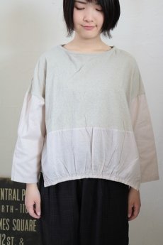 画像6: NARU ムラ糸リサイクル天竺×ボイルガーゼ袖・裾切替ワイドプルオーバー 2色 (6)