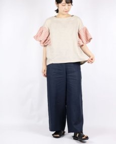 画像5: 30%OFF SALE　NARU 60フレンチリネン×30シーチングストライプフリルプルオーバー 2色 (5)