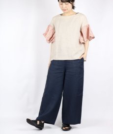 画像8: 30%OFF SALE　NARU 60フレンチリネン×30シーチングストライプフリルプルオーバー 2色 (8)