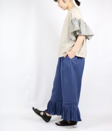 画像17: 30%OFF SALE　NARU 60フレンチリネン×30シーチングストライプフリルプルオーバー 2色 (17)