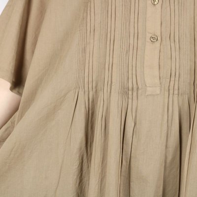 画像3: SOIL COTTON VOILE BANDED COLLAR S/SL PINTUCK DRESS 2色 2サイズ